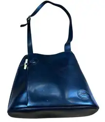 Vintage Longchamp Black Roseau Bucket Shoulder Bag with Toggle