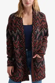 Lucky Brand Multicolor Ikat Open Sweater Cardigan Size S