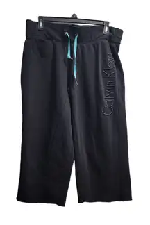 Calvin‎ Klein Pants Womens Size Medium Black Cropped Raw Hem Elastic Waist