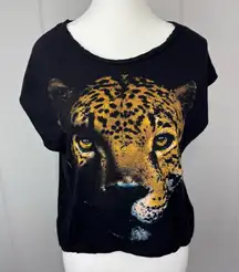 Guess Y2K Edgy Leopard Head Realistic Cutout Distressed Ripped Open Back XS