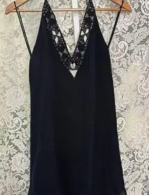 Vintage Haute Hippie Beautiful Beaded Detail on Neck Black Size Small