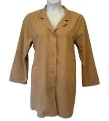 Eileen Fisher Classic Cotton Twill Tan Camel Trench Car Coat Pockets Size XL