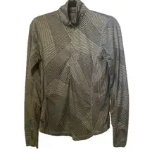 Brooks Women's Athletic Top Long Sleeve Size Small Gray And Black 1/4 Zip Geo