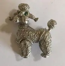 Vintage Silver Tone Poodle Dog Brooch Pin Costume Jewelry