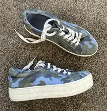 J Slides Blue Camo Sneakers 