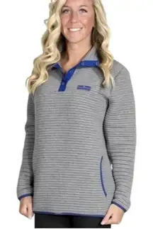 Simply Southern Gray‎ And Blue Ribbed Quarter Snap Pullover Top Size S