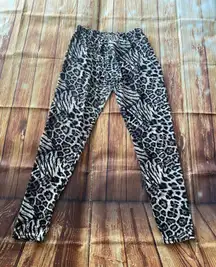 Women Animal Print Black Gray Legging Size XL