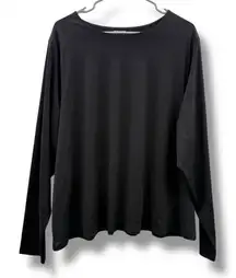 Old Navy Black Long Sleeve‎ Boat Neck Top Sz 4X NEW Polyester Smooth Solid Basic