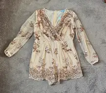She + Sky The Vegas Nights Gold Sequin Romper SIZE L