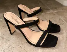 Anne Michelle Black  Two Strap Heels