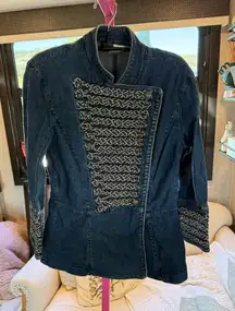 Bianca Nygard Elegant jean blue Embroidered Jean Jacket size 8