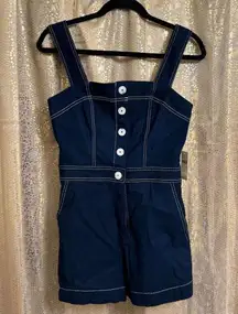 Maeve The Colette Portside Button Front Navy Blue Nautical Romper 8 NWT