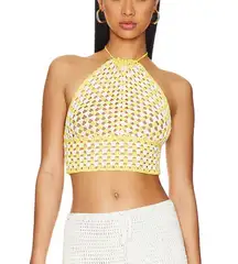 New NWT More to come x revolve Kari Halter Top in Yellow Multi size xs