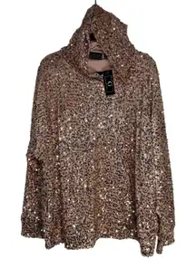G by Giuliana Black Label Women's 3X Rose Gold Sequin Hoodie Top