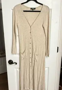 Lulu's Cream Long Cardigan Duster Sweater