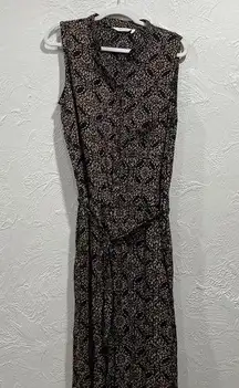 Soft Surroundings  Bali Black Tan Batik Jumpsuit size medium