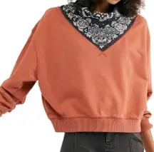 Free People  Bandana James Pullover Crew Neck Paisley Sweater Size XS Women's