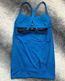 Lululemon  2 in 1 Built in Bra Padded Royal Blue Racerback Tank Top Size 4 Small