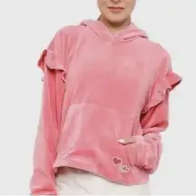 Adidas Originals Bellista stretch velour ruffled pullover hoodie XL