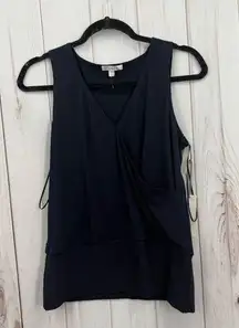 Stitch Fix Nine Britton Women’s Medium Navy Ribbed Faux Wrap Top New