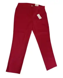 Croft & Barrow Effortless Stretch Pants Womens Red V-Front Slim Leg Trousers