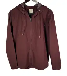 Vuori Maroon Lightweight Full Zip Jacket Women's Small Athletic Hooded