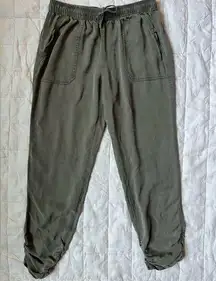 Thread & Supply Olive Green 100% Tencel Joggers with Rouched Ankles - Large