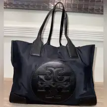 Tory Burch Black With Gold Nylon Small Ella Tote Handbag Women’s Purse Bag