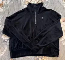 SMALL C SATIN BLACK VELOUR QUARTER ZIP