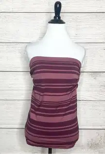 Purple Striped Strapless Ruched Tube Top Size Large/XL