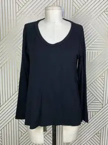 LNA  Black Modal Long Sleeve Jersey Scoop Neck T-Shirt Size US XS