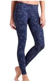 Athleta Aurora blue & gray patterned athletic leggings ankle length~Small