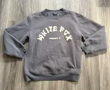 White Fox Boutique Gray Crew Neck Sweater with bubble letters