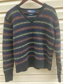 VTG Polo Ralph Lauren 100% Lambs Wool Sweater Women's M‎ Aztec Geometric