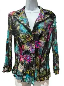 Alberto Makali Multicolor Butterfly Print Blouse Size L | Vintage Designer