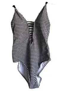 4/$25 Time and Tru checkered black and white one piece swim suit