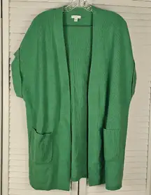 J Jill Womens‎ Green Short Sleeve Open Front Cardigan Sweater Small