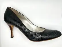 Dolce & Gabbana Black Snakeskin Almond Toe Pumps Sz 37