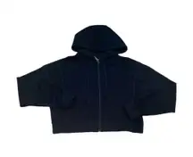 Yogalicious black waffle knit cropped zip up