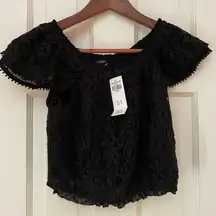 Abercrombie and Fitch Black Lace Off the Shoulder Top