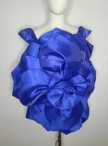 Akira 3D‎ Big Flower Power Mini Statement Dramatic Dress Blue Size M