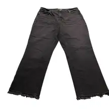 Loft Curvy Straight Crop Denim Black Jeans Unpicked Hem Women’s 34/14