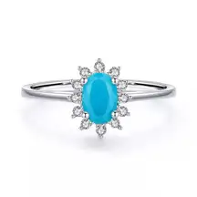 SIZE 5 925  Crown Natural Turquoise Cubic Zirconia Ring