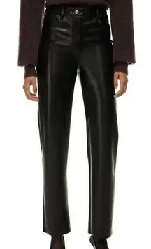 Wilfred Aritzia Melina Black High Rise Straight Leg Vegan Leather Pants size 12