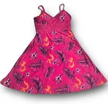 NWT Pink  Tropical Floral Spaghetti Strap Sundress w/Removable Bra Cups, XS