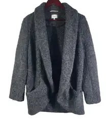 Wilfred Aritzia Boucle Shawl Collar Open Cardigan Gray Wool Blend Women's 8