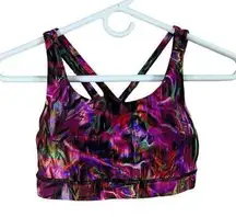 Lululemon Size 4 Energy Sports Bra Hyper Flo Pink Abstract Strappy Active