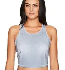 Lucy Indigo Crop Top Bralette Size M Denim Look Blue New