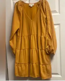 💕 2 For $10 Loveriche Ruffle Boutique Dress Mustard Color Size Small