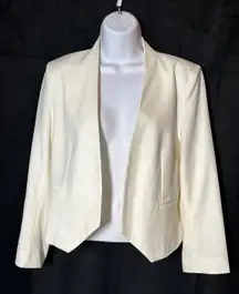 Mark Cropped Blazer Open Front Career Jacket Minimalist Ivory Size M/M